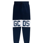 Gcds Kids Pantalone di Tuta Blu con Stampa "GCDS" Contrasto Unisex per Bambini