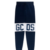 Gcds Kids Pantalone di Tuta Blu con Stampa "GCDS" Contrasto Unisex per Bambini