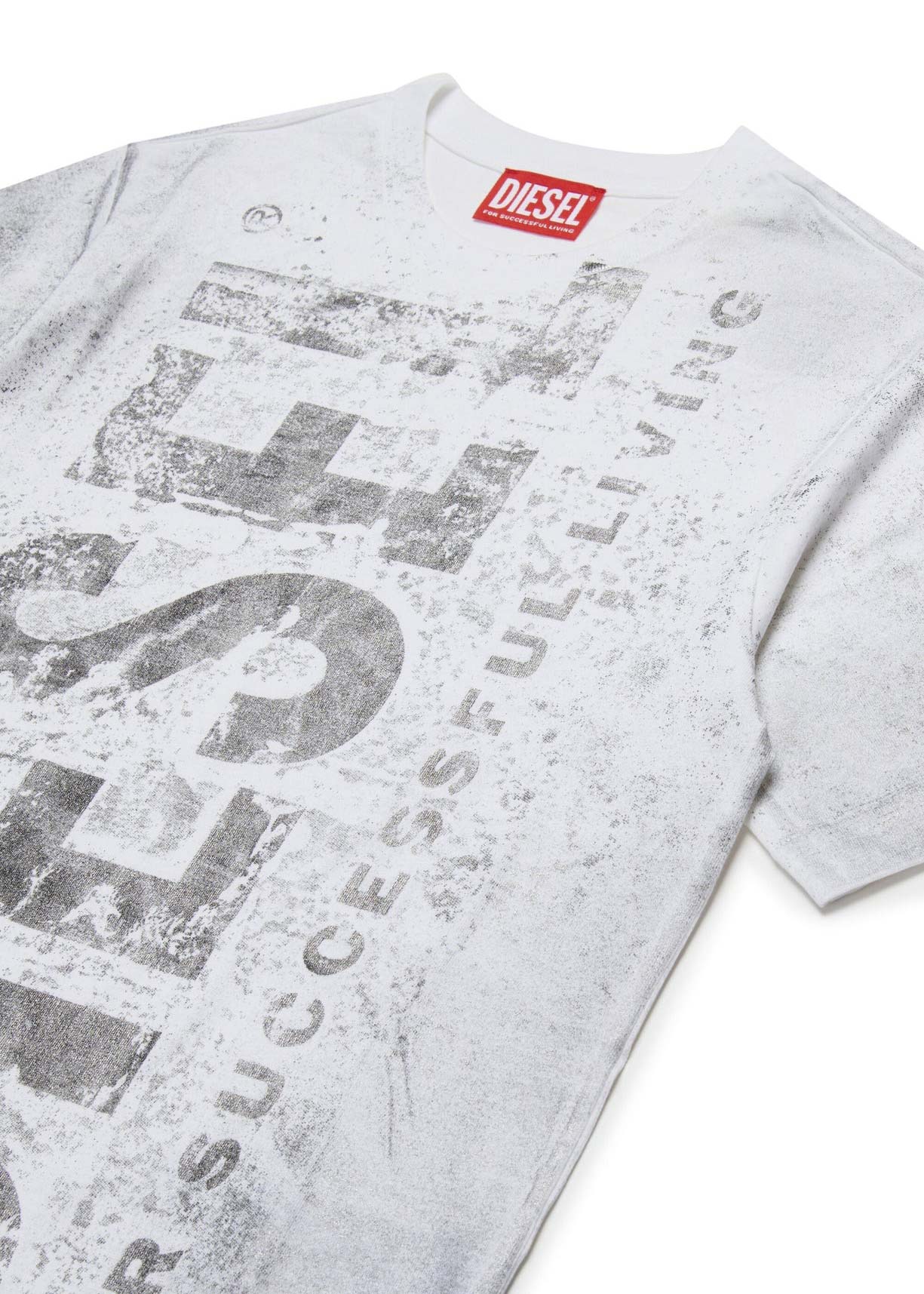 Diesel Kids T-Shirt Bianca Old Effect per Bambini (dettaglio)