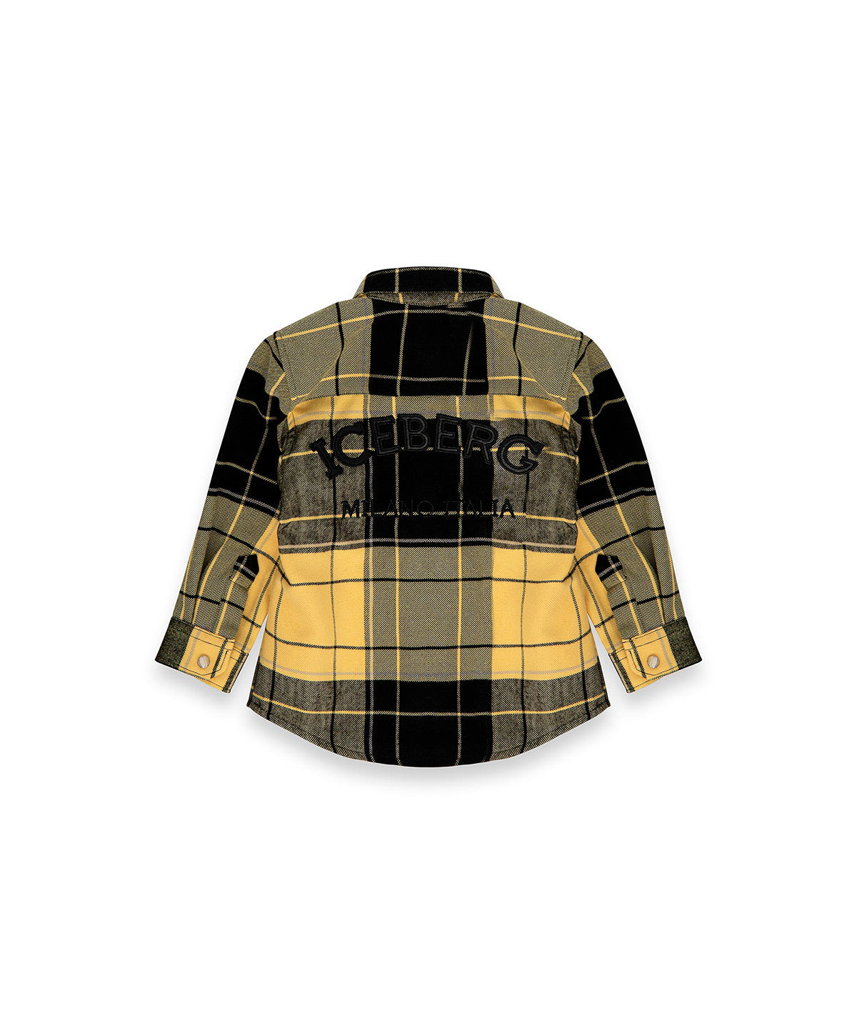Iceberg Kids Camicia a Quadri Gialla/Nero con Patch a Contrasto Logo per Neonati