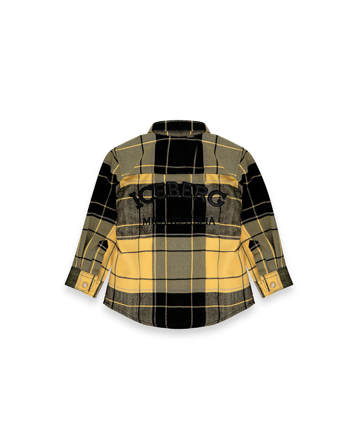 Iceberg Kids Camicia a Quadri Gialla/Nero con Patch a Contrasto Logo per Neonati