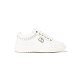 Twinset Kids White Shoes with Oval T Plaque for Girls