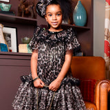 Angel's Face Kids Abito Leopardato Nero per Bambine