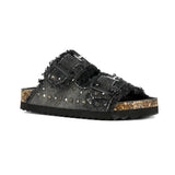 Colors of California Sandalo Doppia Fascia Nero con Strass per Bambine