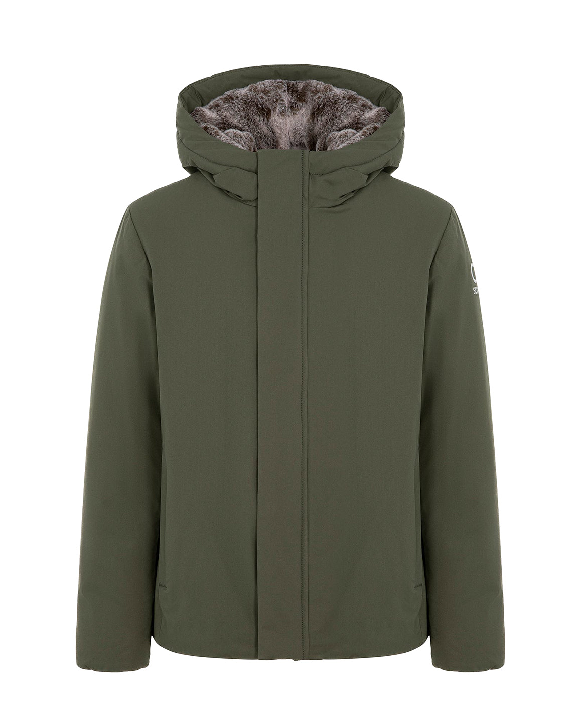 SUNS Kids Giubbotto Verde Militare con Cappuccio e Interno in Pelliccia per Bambini