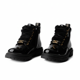 Elisabetta Franchi La Mia Bambina Anfibi Nero Lucido per Bambine