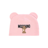 Moschino Kids Cappello Rosa con Teddy Ears con Logo per Neonate
