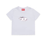 Diesel Kids T-shirt Bianca con Logo Pailettes per Bambine