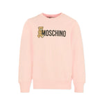 Moschino Kids Felpa Girocollo Rosa con Logo per Bambine