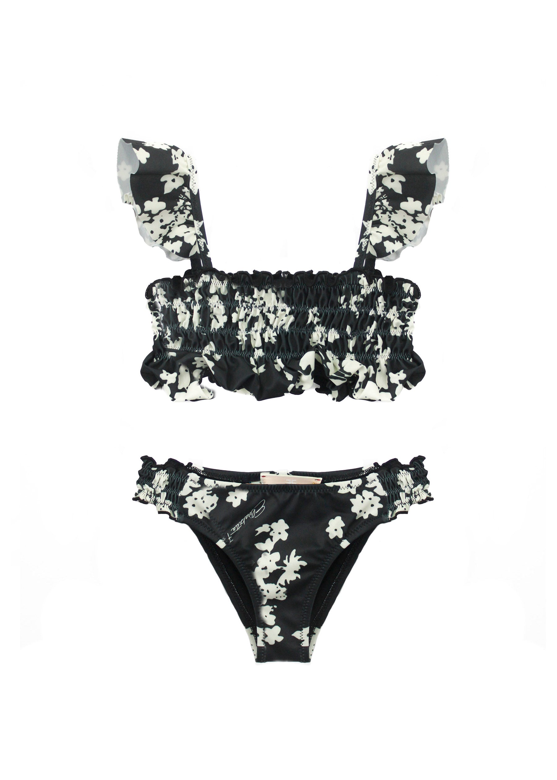 Elisabetta Franchi La Mia Bambina Costume Bikini Nero/Burro per Bambine