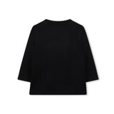 Boss Kids T-Shirt nera con Stampa con Colletto Girocollo