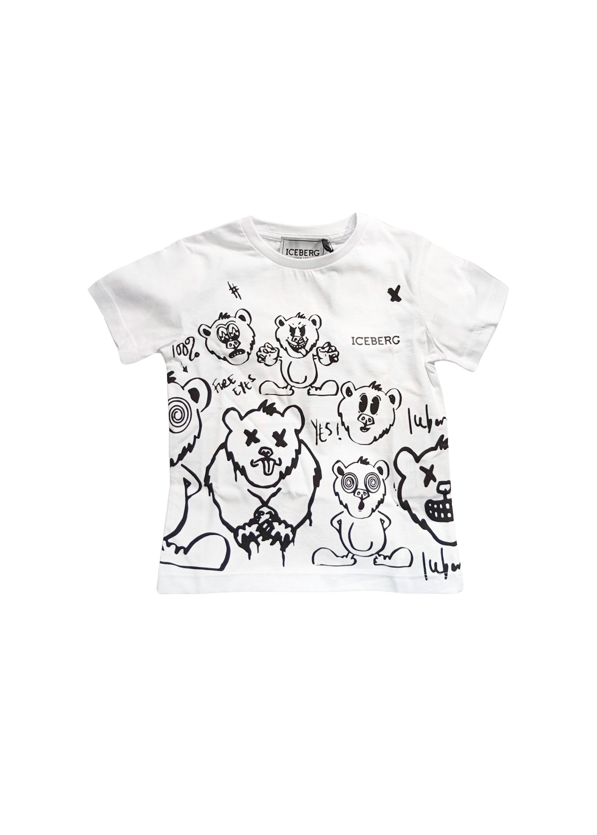 Iceberg Kids T-Shirt Bianca con Stampa per Neonati