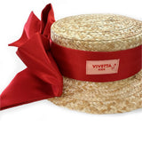 Vivetta Kids Cappello in Paglia con Fiocco Rosso per Bambine