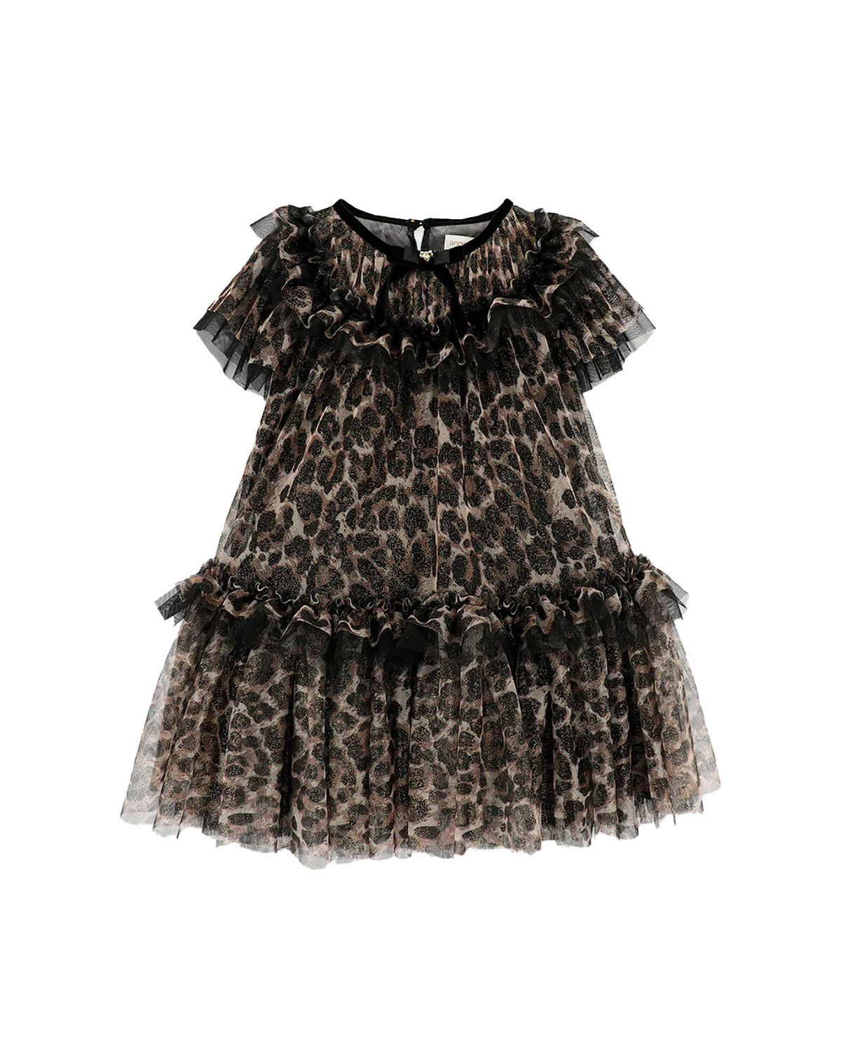 Angel's Face Kids Abito Leopardato Nero per Bambine