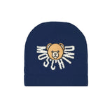 Moschino Kids Cappello Blu Navy con Logo Teddy per Neonati