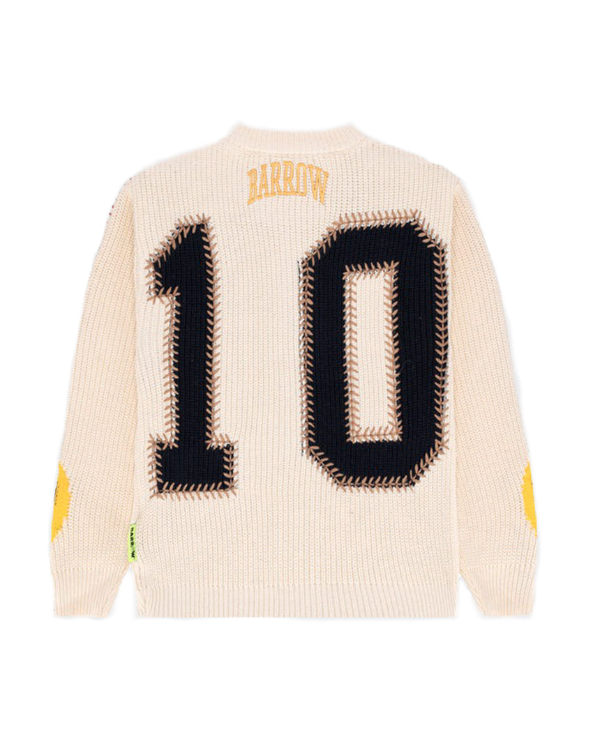 Barrow Kids Maglione "10" Crema Girocollo per Bambini