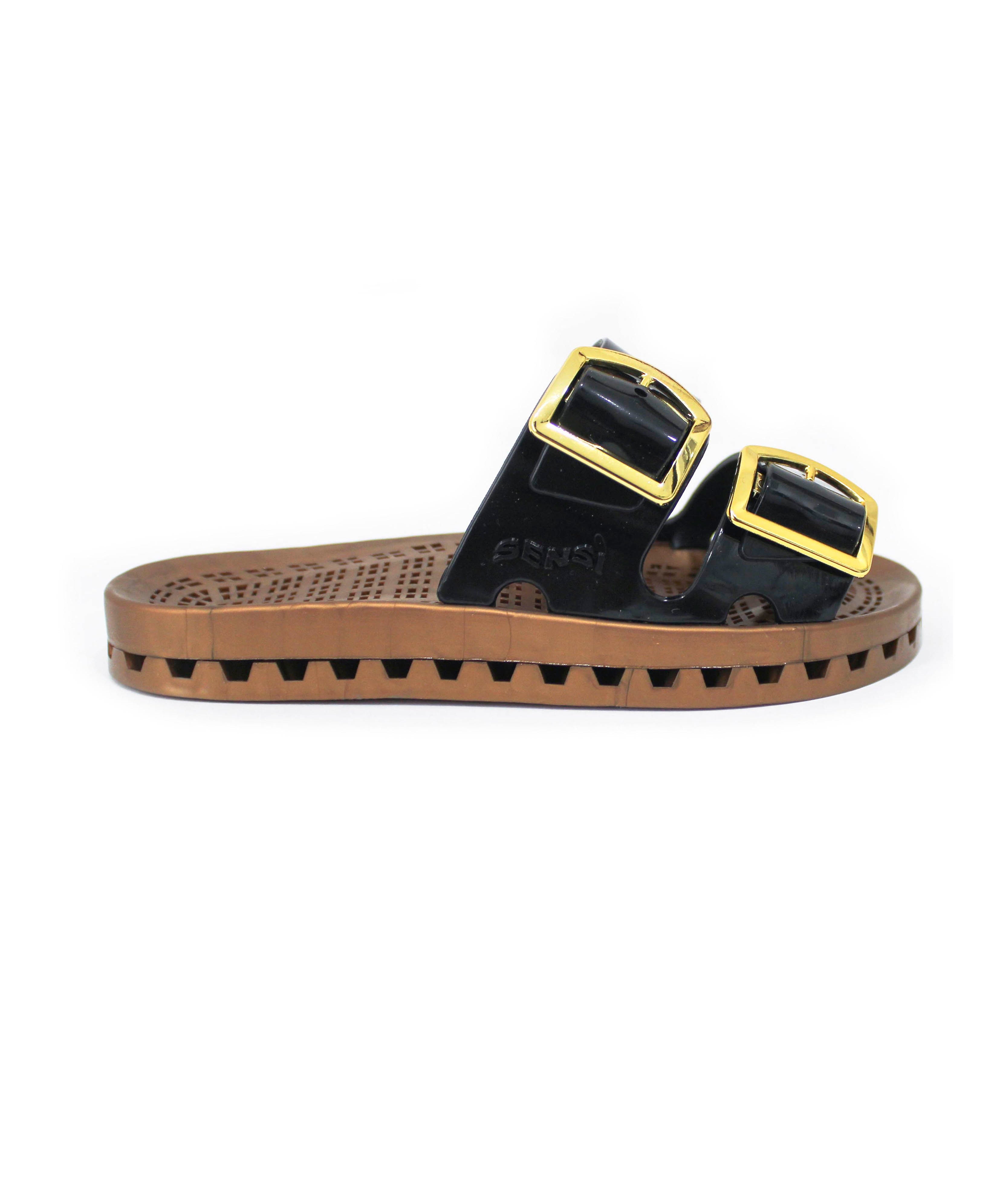 Sensi Kids Prestige Sandalo Nero Doppia Fascia per Bambini (lato)