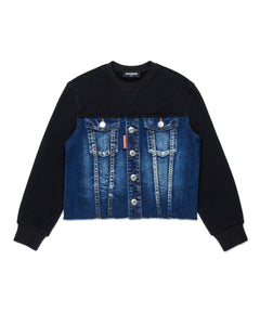 Dsquared2 Kids Felpa con Busto Denim per Bambini