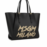 Msgm Kids Borsa Nera con Maxi Logo a Contrasto per Bambine