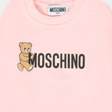Moschino Kids Felpa Girocollo Rosa con Logo per Neonate