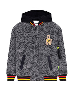 Barrow Kids Giacca Grigia Maculata con Cappuccio e Dettagli a Contrasto per Bambine