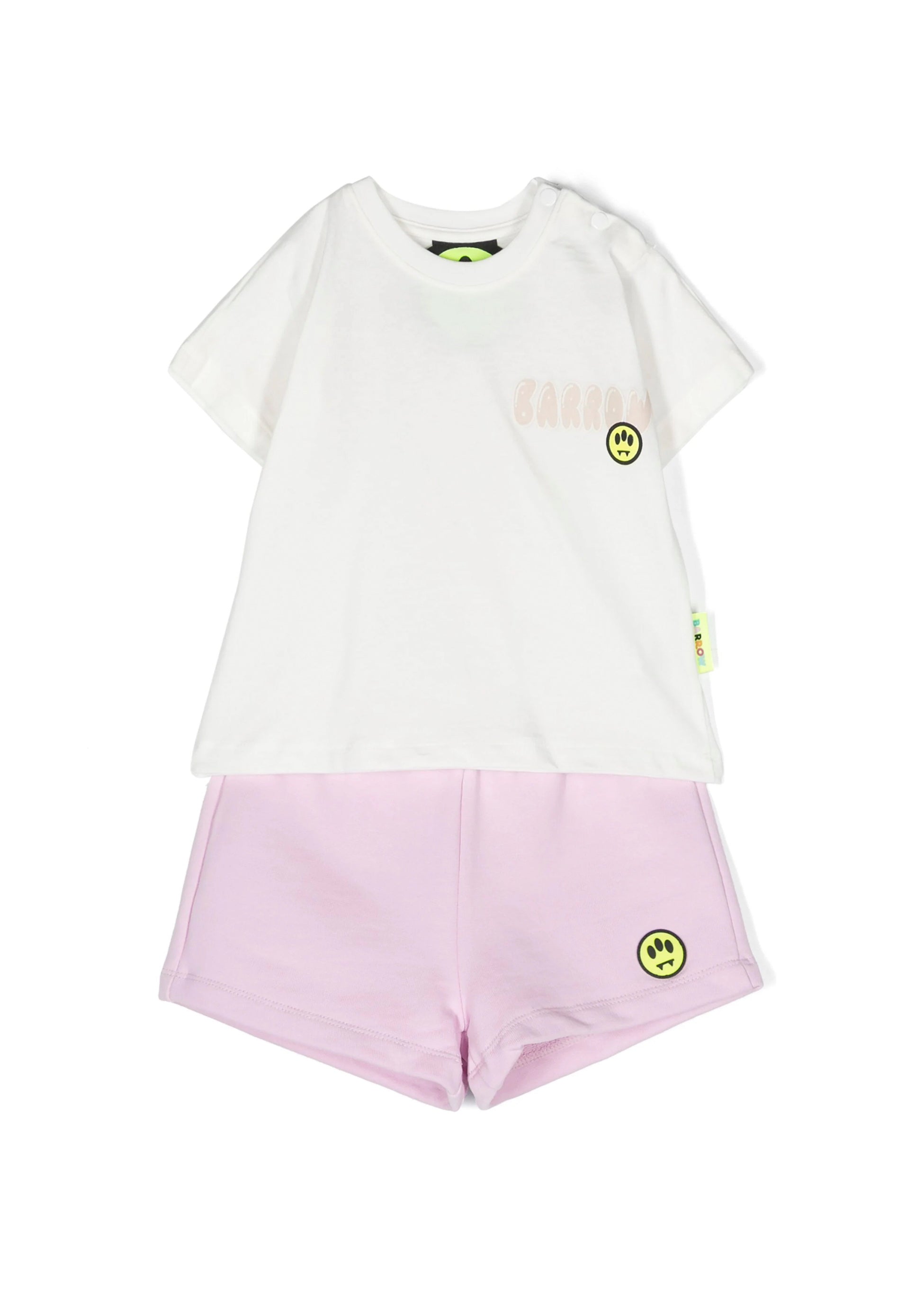 Barrow Kids Completo T-shirt e Short Bianco/Rosa per Neonate fronte