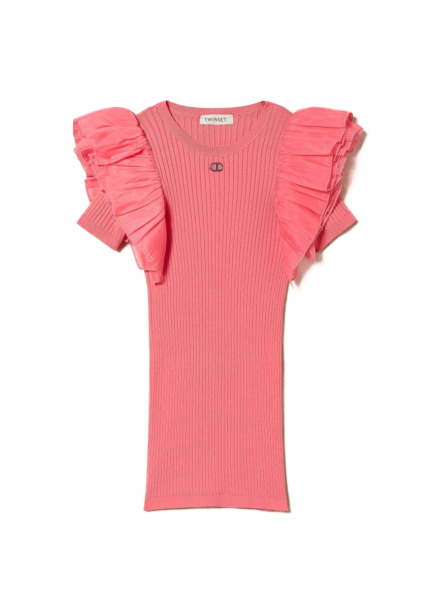 Twinset Kids Abito Fitted con Maniche in Organza (fronte)