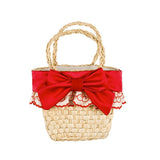 Vivetta Kids Borsetta in Paglia con Fiocco Rosso