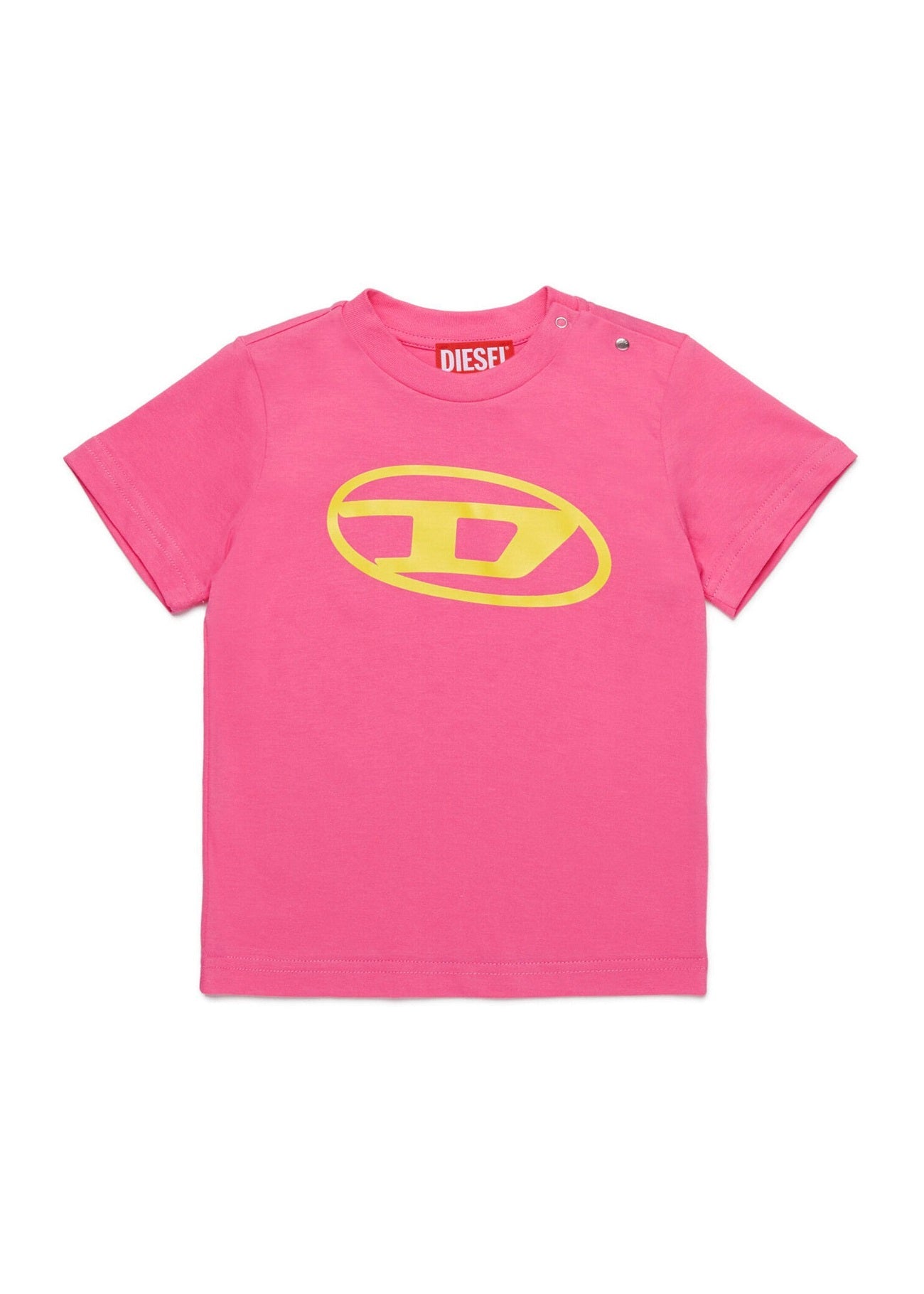 Diesel Kids T-Shirt Fucsia con Logo Oval D per Neonate frontale