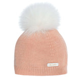 Barcellino Kids Cappello in Cotone Salmone con Pompon Bianco per Neonate