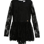 Pinko Kids Abito Nero con Ricami per Bambine