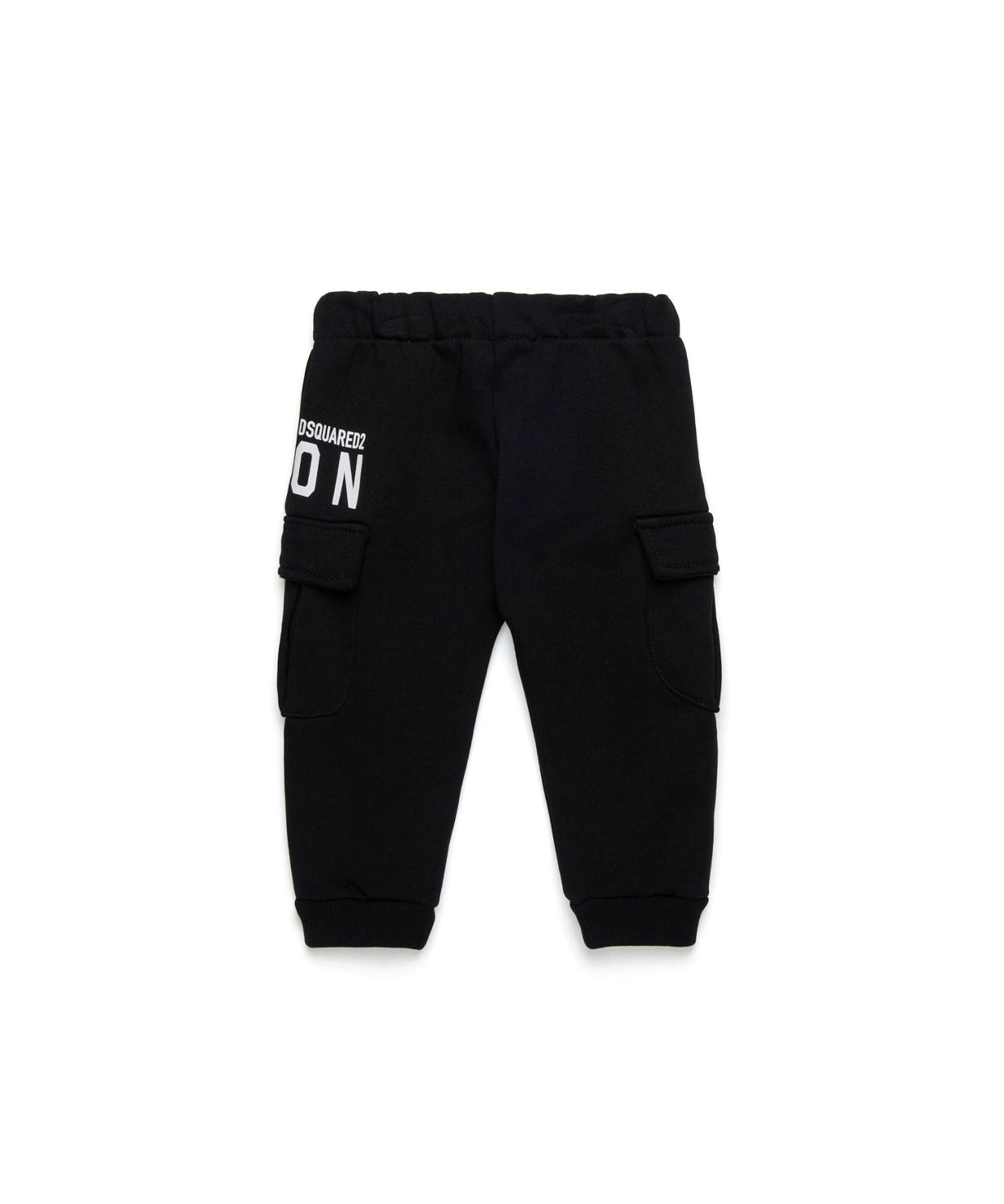 Dsquared2 Kids Pantaloni in Tuta Neri con Stampa per Neonati (retro)