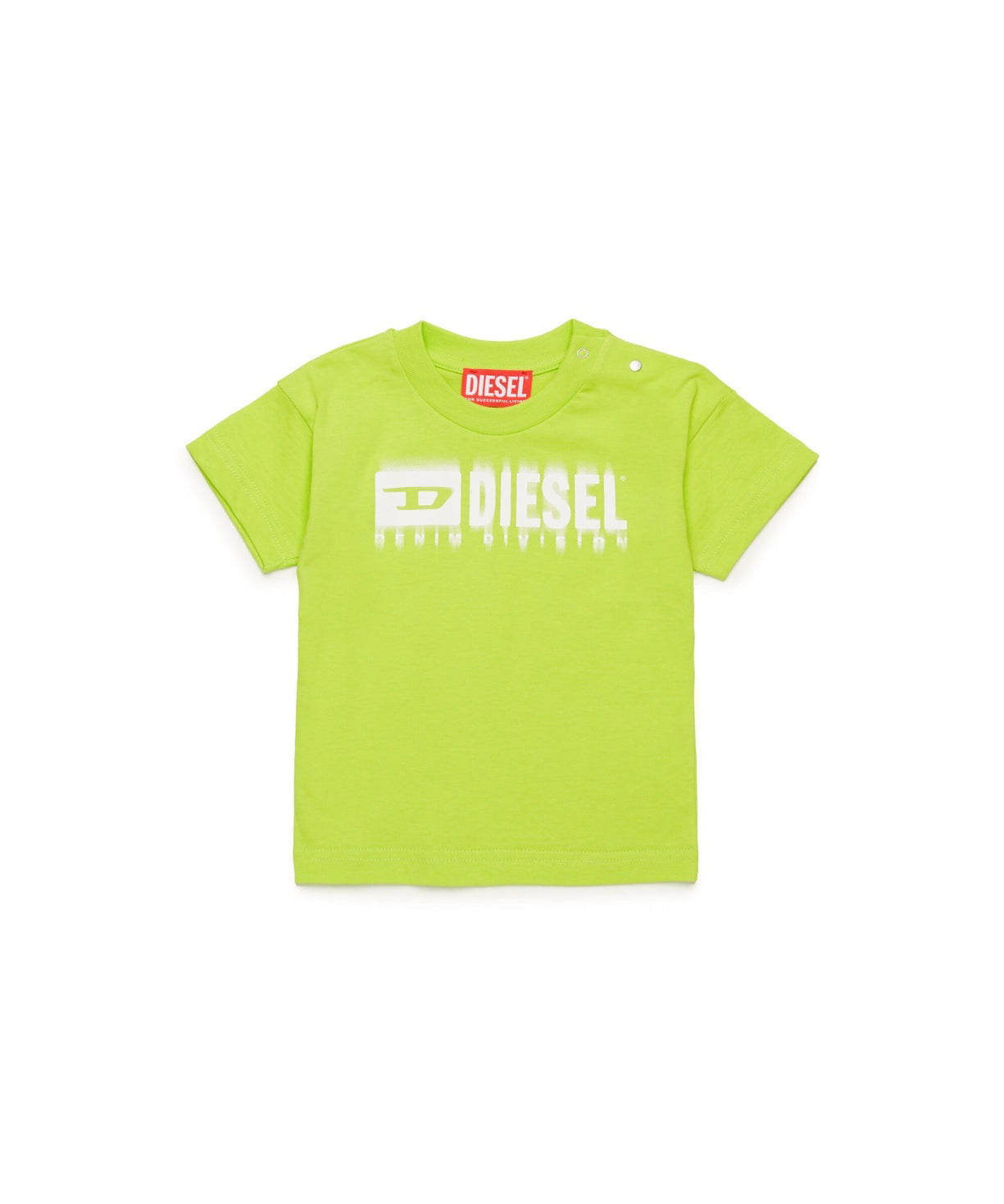 Diesel Kids T-shirt Verde Mela con Logo Degradè per Neonati