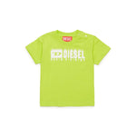 Diesel Kids T-shirt Verde Mela con Logo Degradè per Neonati