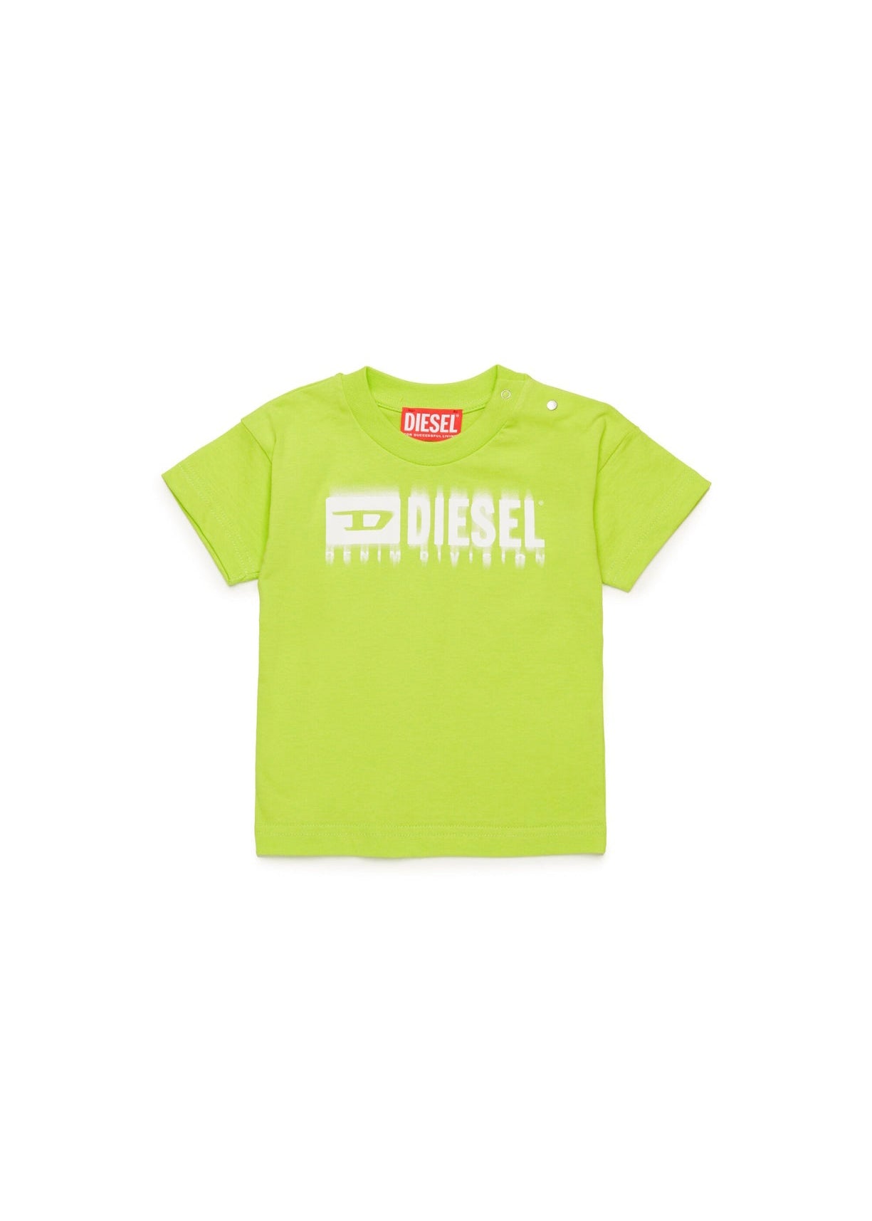 Diesel Kids T-shirt Verde Mela con Logo Degradè per Neonati