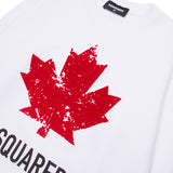 Dsquared2 Kids Felpa Girocollo Bianca con Logo Sport per Bambini