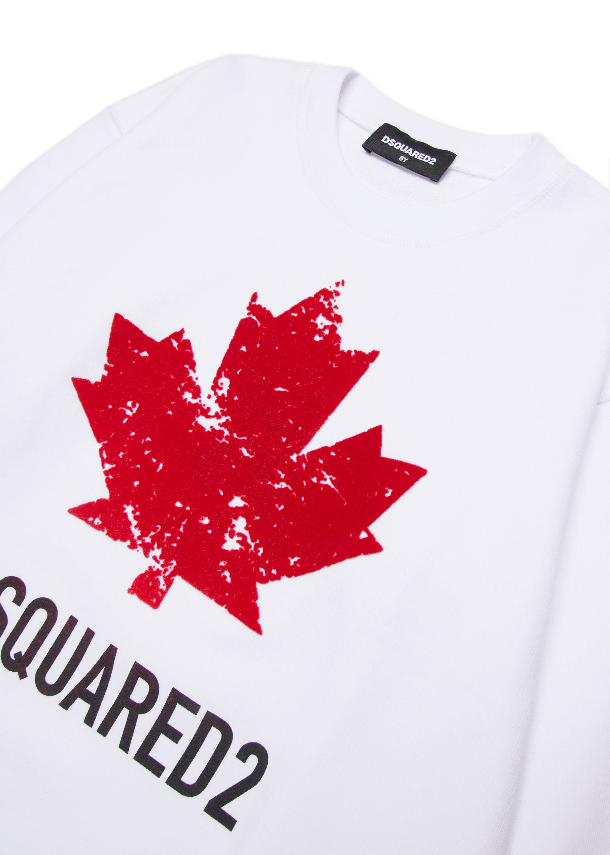 Dsquared2 Kids Felpa Girocollo Bianca con Logo Sport per Bambini