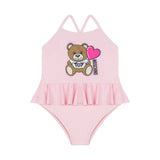 Moschino Kids Costume Monokini Rosa con Ruches per Neonate