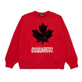 Dsquared2 Kids Felpa Girocollo Rossa con Logo Sport per Bambini