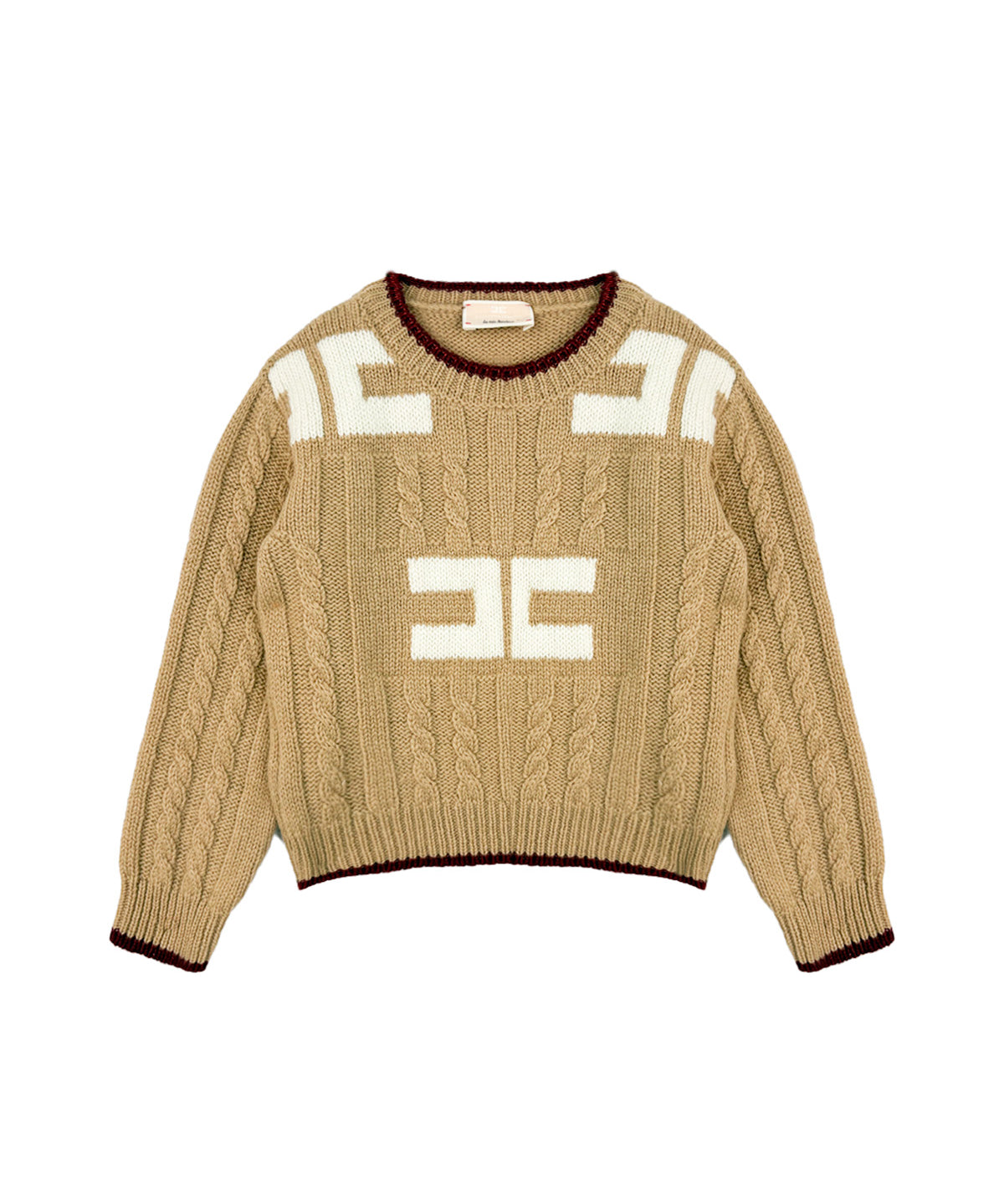 Elisabetta Franchi La Mia Bambina Maglia Girocollo a Contrasto con Motivo Logo per Neonate