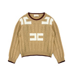 Elisabetta Franchi La Mia Bambina Maglia Girocollo a Contrasto con Motivo Logo per Neonate