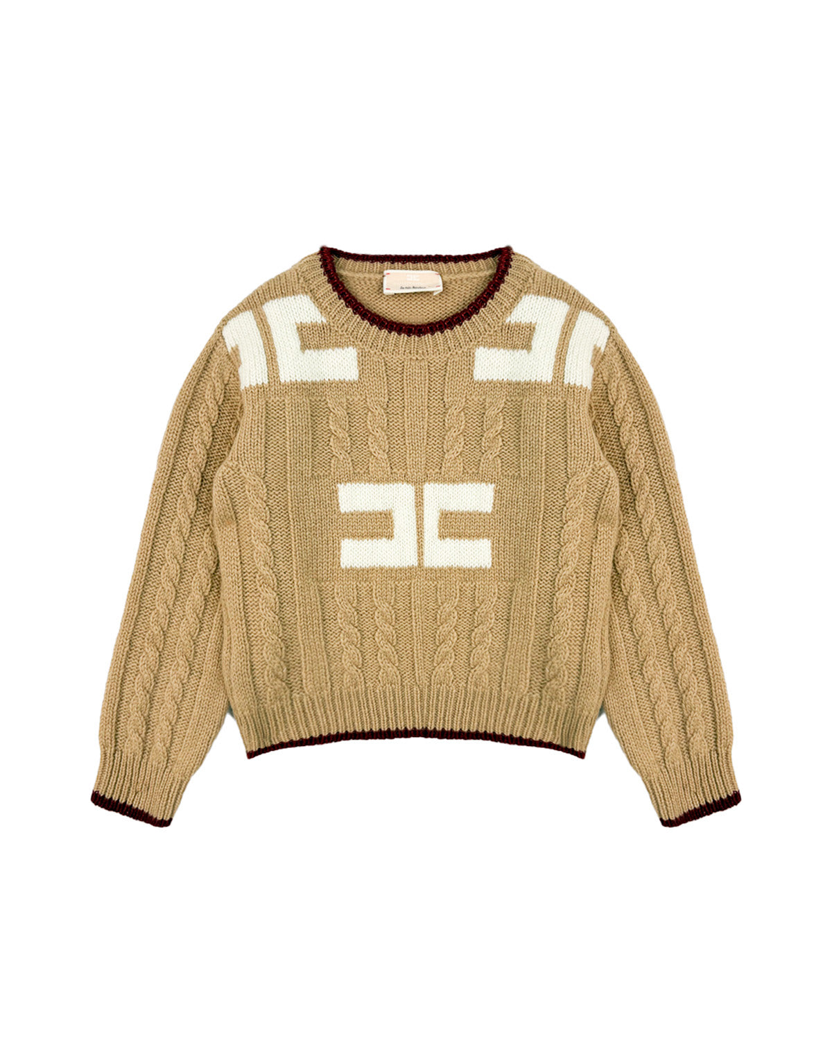 Elisabetta Franchi La Mia Bambina Maglia Girocollo a Contrasto con Motivo Logo per Neonate