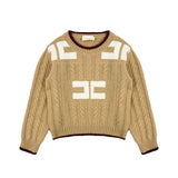 Elisabetta Franchi La Mia Bambina Maglia Girocollo a Contrasto con Motivo Logo per Neonate