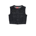Diesel Kids Gilet Denim Nero Hotfix per Bambine