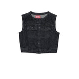 Diesel Kids Gilet Denim Nero Hotfix per Bambine