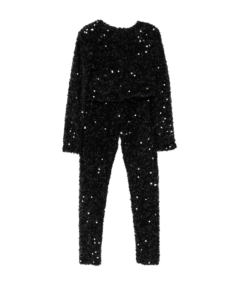 Elisabetta Franchi La Mia Bambina Completo Nero Sparkling per Bambine