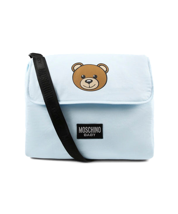 Moschino Kids Borsa Mamma Celeste con Stampa