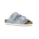 Colors of California Sandalo Doppia Fascia Denim con Strass per Bambine