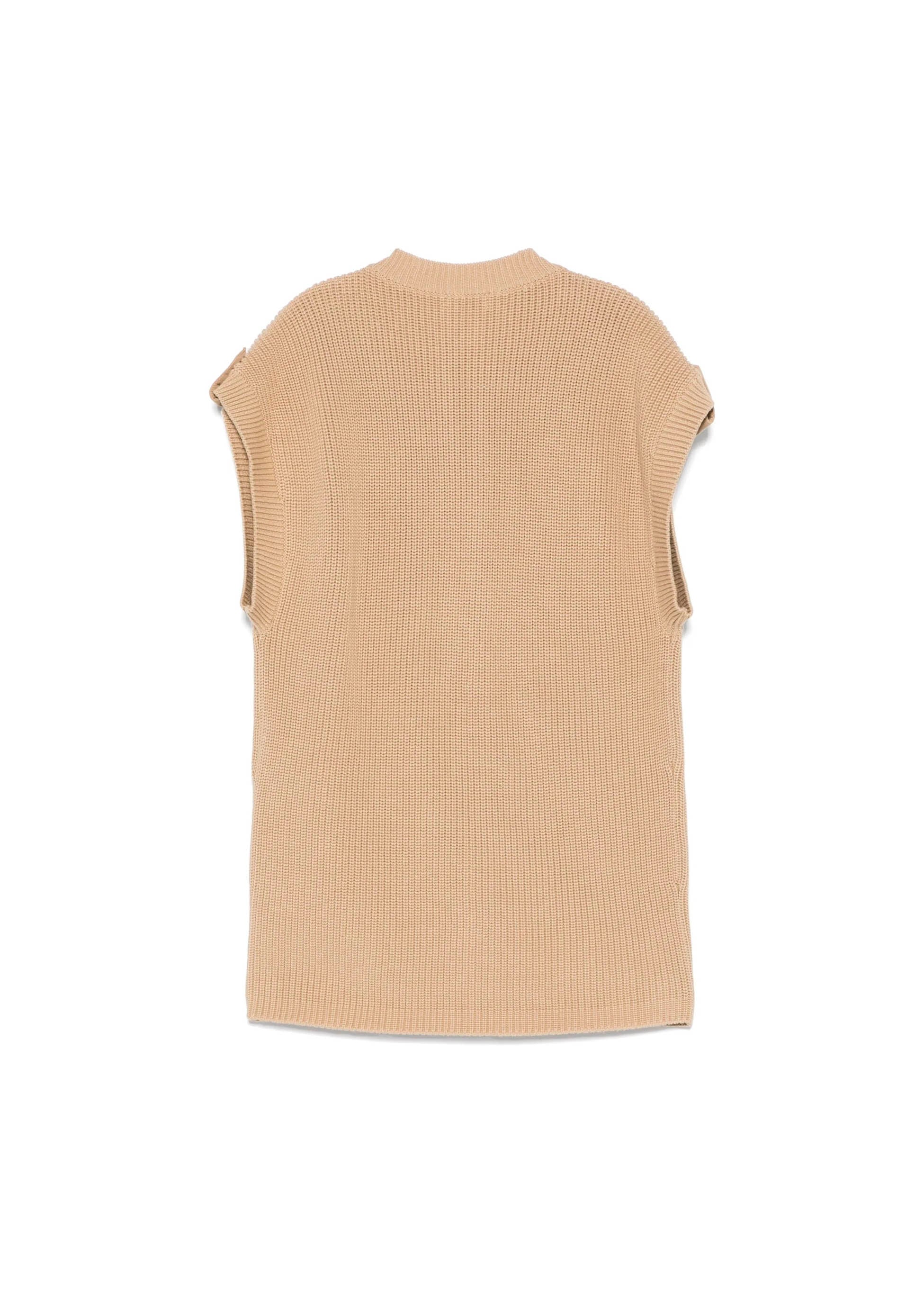 Pinko Kids Gilet Tricot Sabbia con Tasche per Bambine