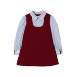 Elisabetta Franchi La Mia Bambina Salopette Cherry con Camicia a Righe per Neonate